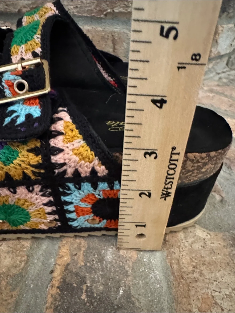 Colorful Crochet Platform Slide Sandals - Black Base NWOT